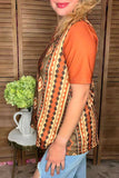 Rust Tribal print short sleeve top