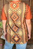 Rust Tribal print short sleeve top