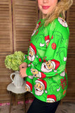 Green Christmas print long sleeve top