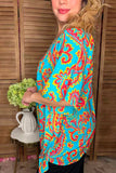 Turquoise paisley poncho top
