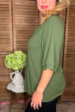 Olive Green button up v-neck top