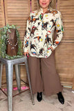 Western Print Button Down Top