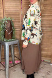 Western Print Button Down Top