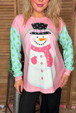 Pink & Mint Snowman long sleeve top
