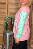 Pink & Mint Snowman long sleeve top
