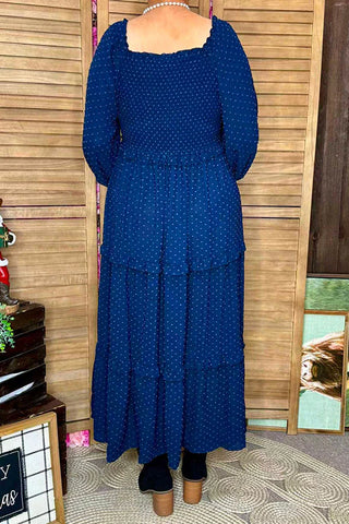 Blue Smocked Maxi Dress