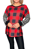 Red plaid, Striped long sleeve top