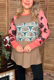Taupe Steer leopard long sleeve top