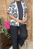 Small Black & White Top with edging trim