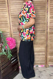 Floral top with puff sleeves