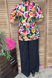 Floral top with puff sleeves