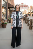 Small Black & White Top with edging trim