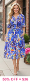 Blue print dress chiffon with lining