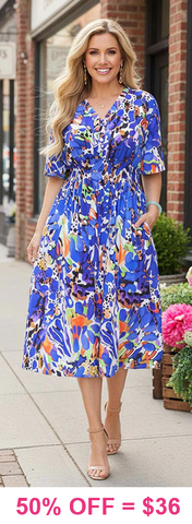 Blue print dress chiffon with lining