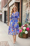 Blue print dress chiffon with lining