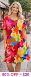 Colorful Floral short sleeve dress