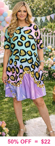 Purple & Pastel Leopard dress with pockets
