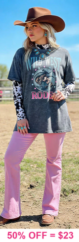 Wild West Rodeo grey top
