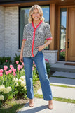 TOP SELLER : Leopard top with pink stripe detail