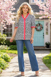TOP SELLER : Leopard top with pink stripe detail