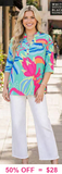 Blue & Green baby doll blouse - Loose Fit