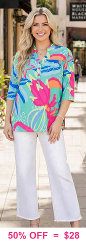 Blue & Green baby doll blouse - Loose Fit
