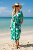 Green printed drawstring Dress