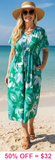Green printed drawstring Dress