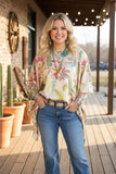 Tropical bird poncho top