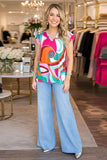Colorful Swirl cap sleeve top