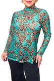 Turquoise & Leopard mesh top