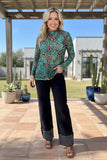 Turquoise & Leopard mesh top