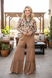 Tan Ruffle wide leg pants