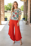 Cream top turquoise concho red bird print