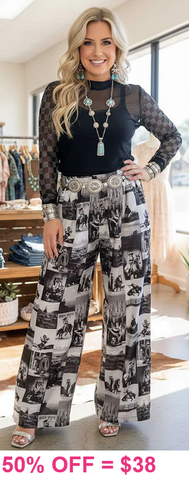Grey Cowboy wide leg pants