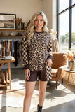 Leopard Brown Check print shirt and shorts : 2 piece set