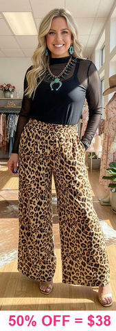Leopard wide leg pants