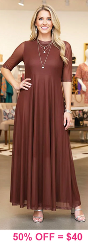 Brown Mesh Dress with lining