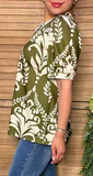 NEW Olive damask button up top