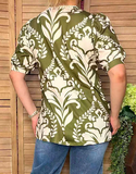 NEW Olive damask button up top