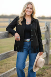 Black fringe jacket with buttons