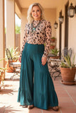 Teal wide leg tiered pants