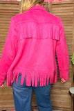 Pink fringe jacket with buttons
