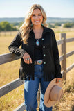 Black fringe jacket with buttons
