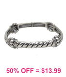 Silver rope stretch bracelet with bling details