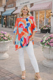 Blue & Orange print poncho style tunic top