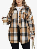L,XL,2X,3X : Tan plaid shacket