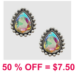 Teardrop Glass Stone Post Earring