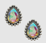 Teardrop Glass Stone Post Earring
