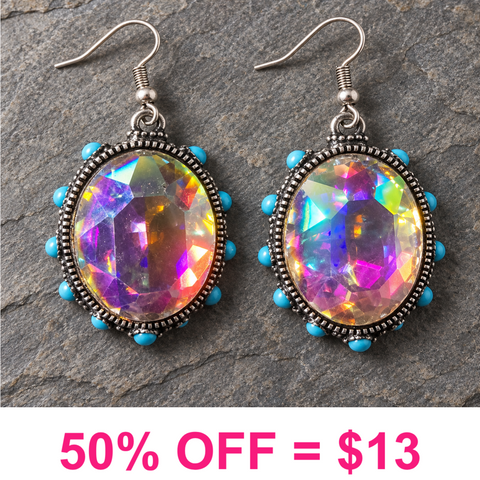 Bling Oval Dangle Earring